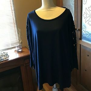 Crocheted navy top
